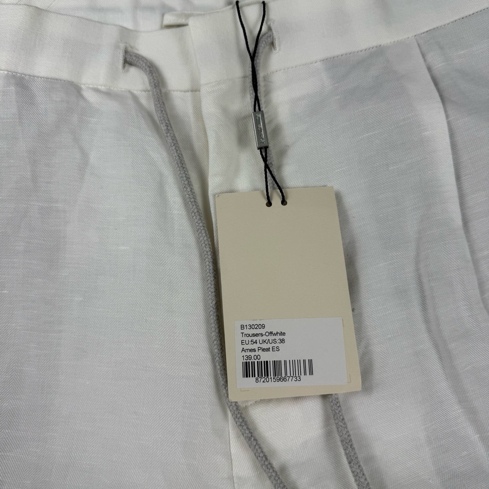 Tessuti di Sondrio Ames Pleat trousers OffWhite Linen Blend Men’s 38 - Picture 4 of 12